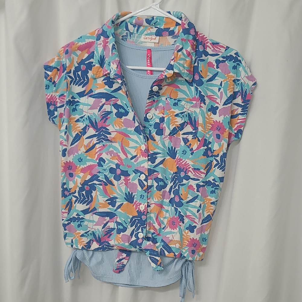 Cat & Jack Multicolor Floral Button-Down Shirt
